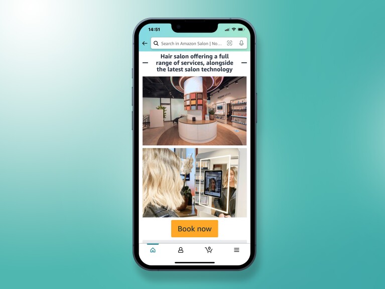 Tap Book Now to book an appointment at Amazon Salon