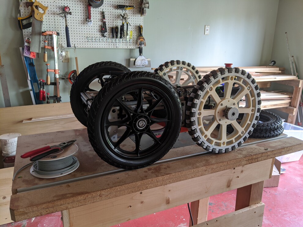 Amazon employee working on robotics advancement from his garage during the pandemic