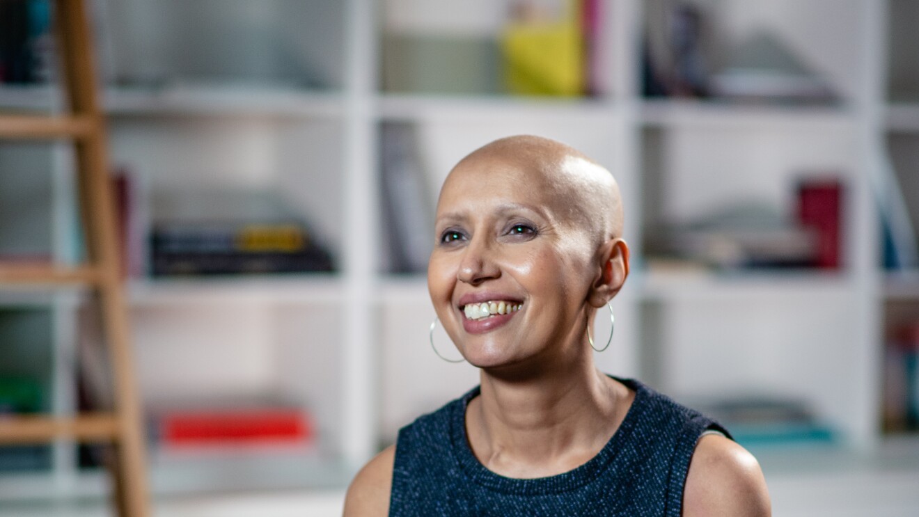 Balvinder Pawar sitting in the Amazon Fashion Studio's library