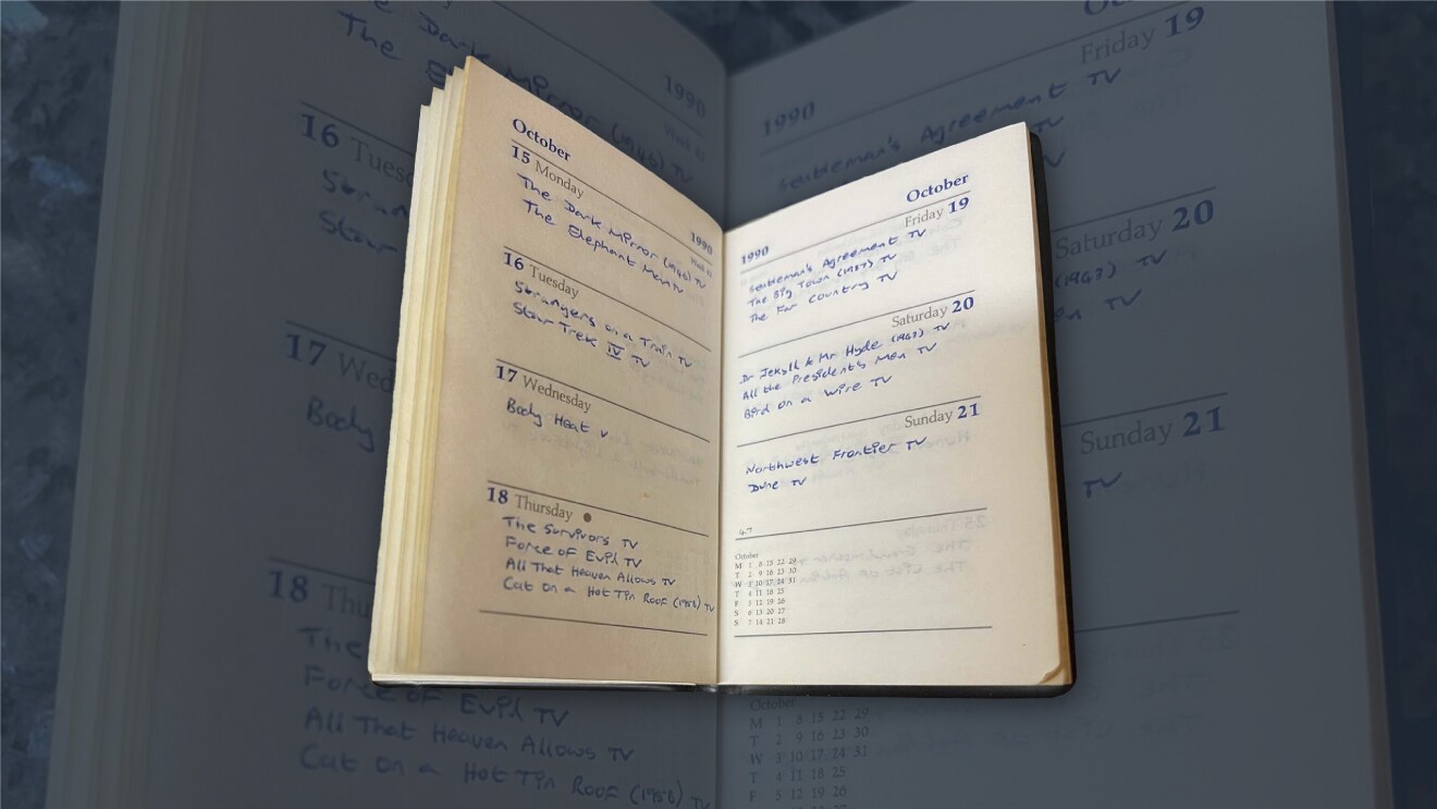 Col Needham's journal, tracking his movie viewing and notes