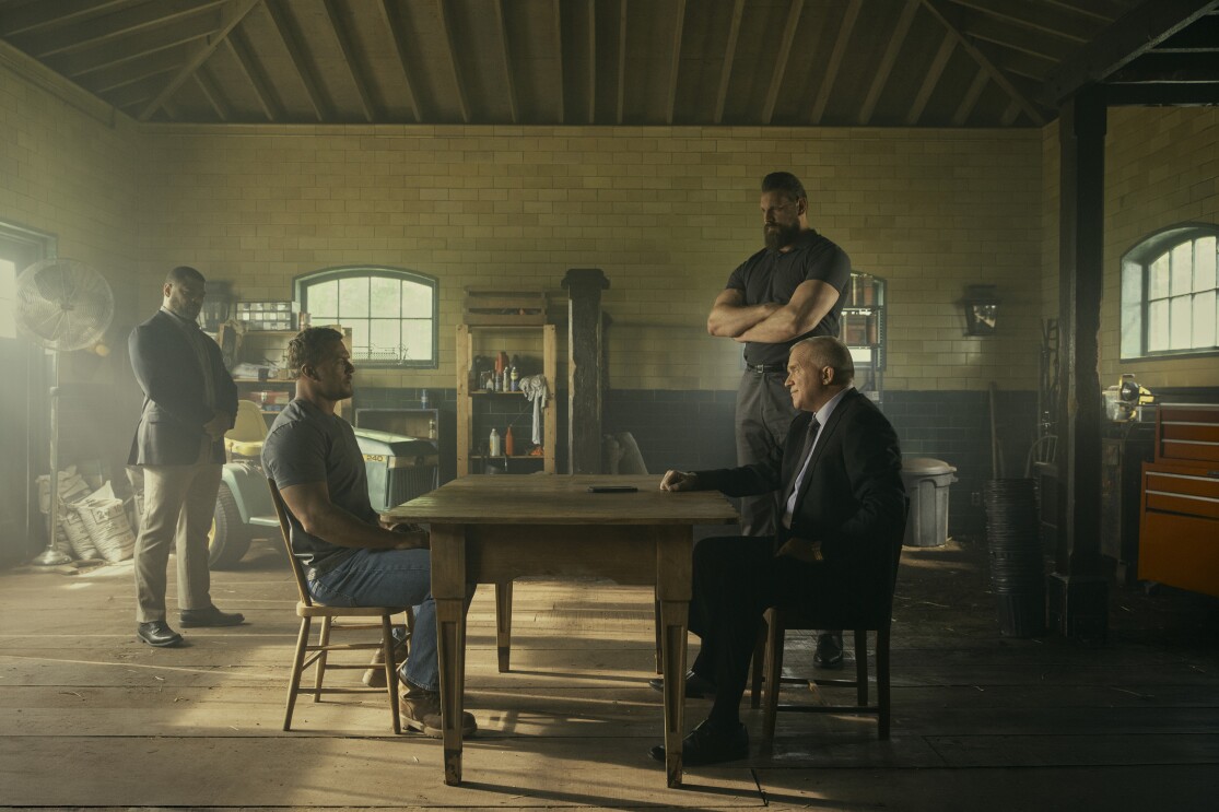 (L-R) Donald Sales, Alan Ritchson (Jack Reacher), Olivier Richters (Paulie), Anthony Michael Hall (Zachary Beck).