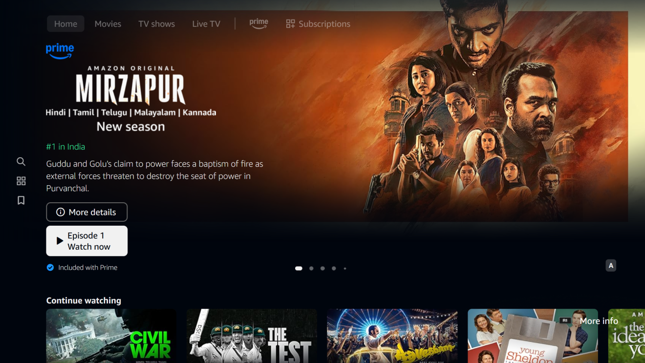 Prime Video homepage