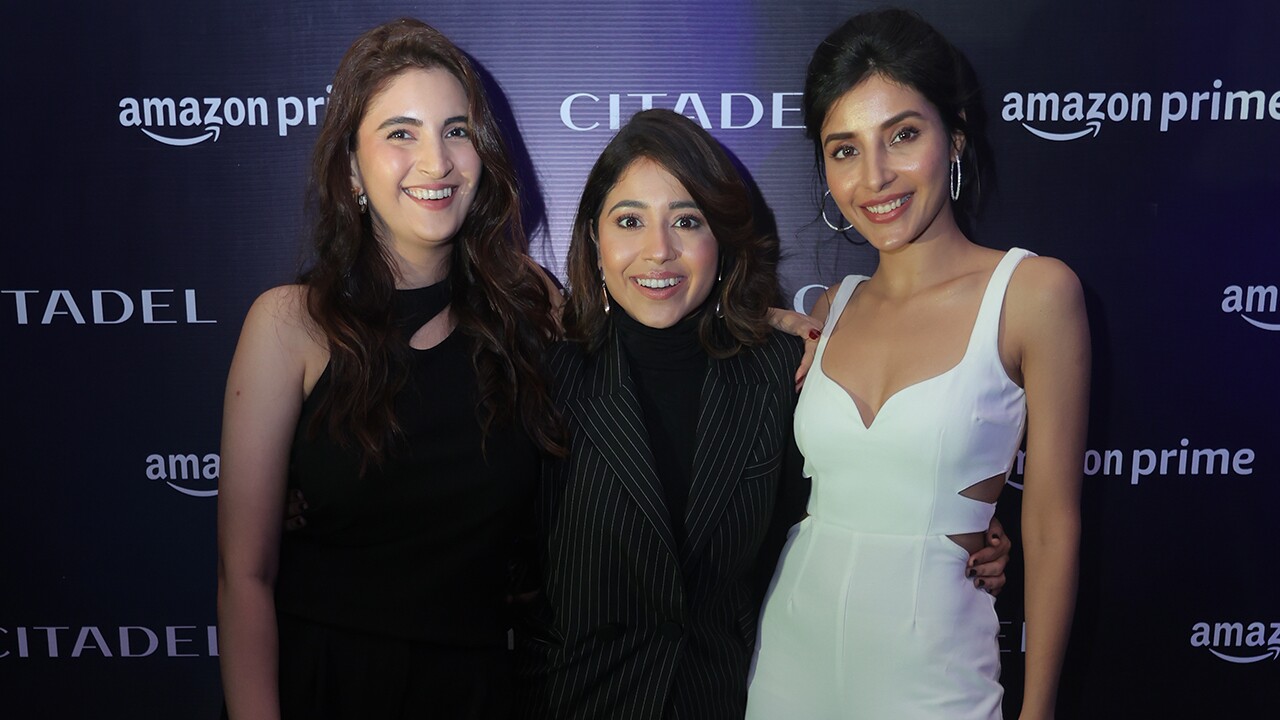 Made in Heaven and Mirzapur cast Shivani Raghuvanshi, Shweta Tripathi, Harshita Gaur at the premiere event of Prime Video’s Citadel