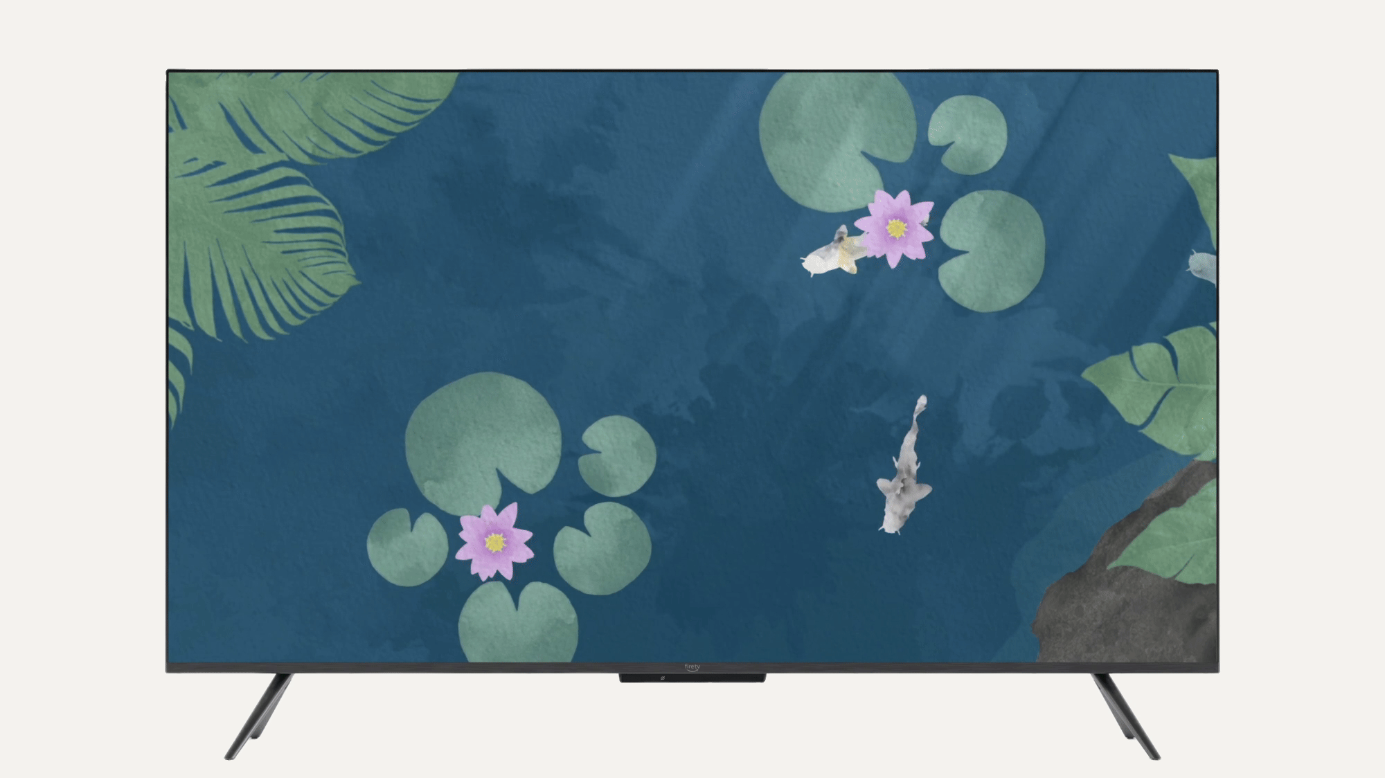 A Fire TV featuring fish swimming across the screen