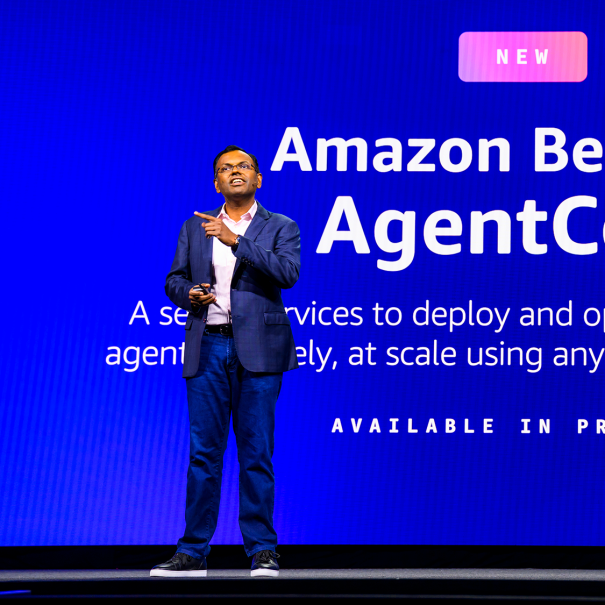 Swami Sivasubramanian, AWS VP for Agentic AI, on stage at AWS Summit in New York 2025.