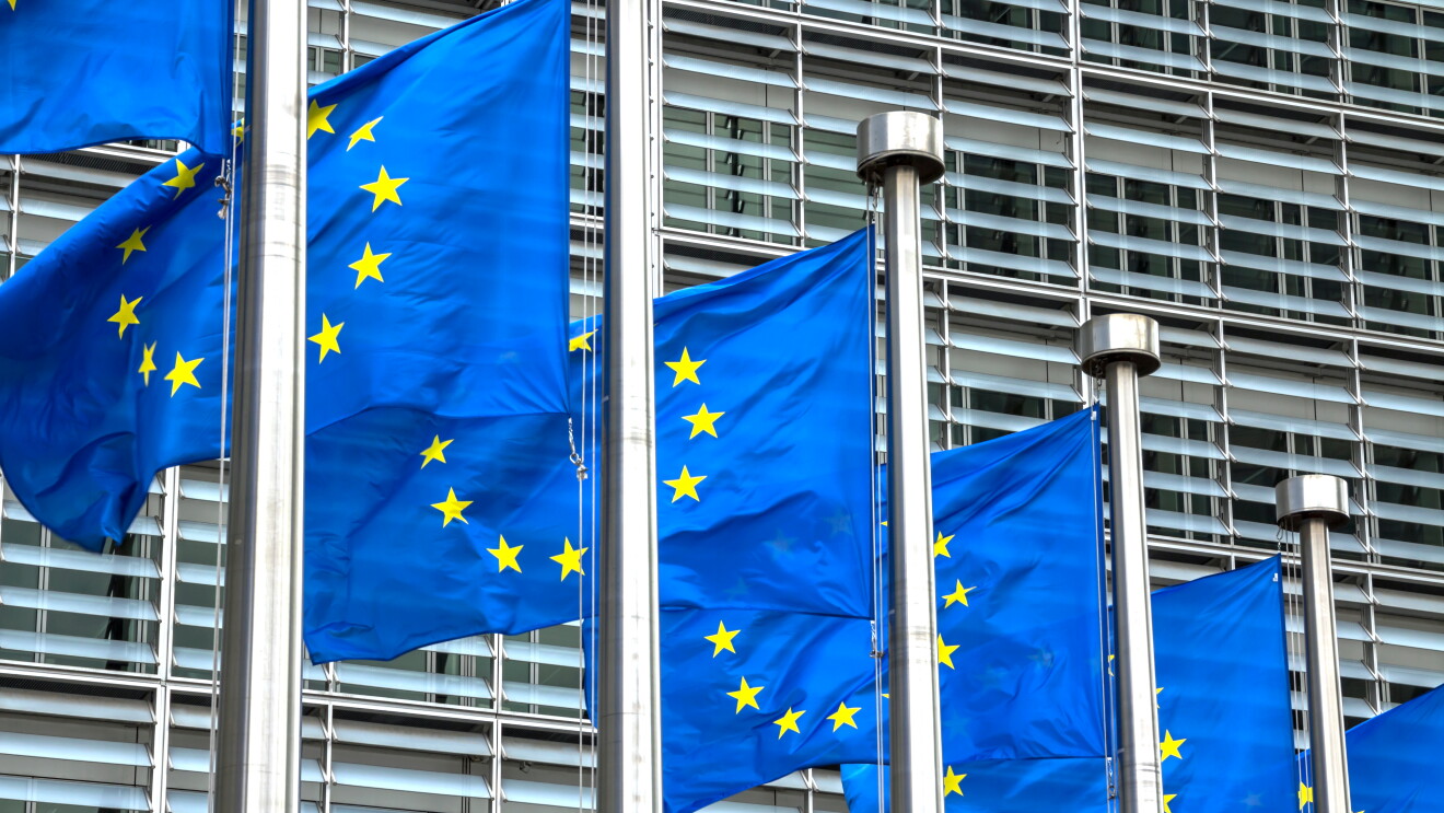 European,Flags,In,Front,Of,The,European,Commission,Headquarters,Building  