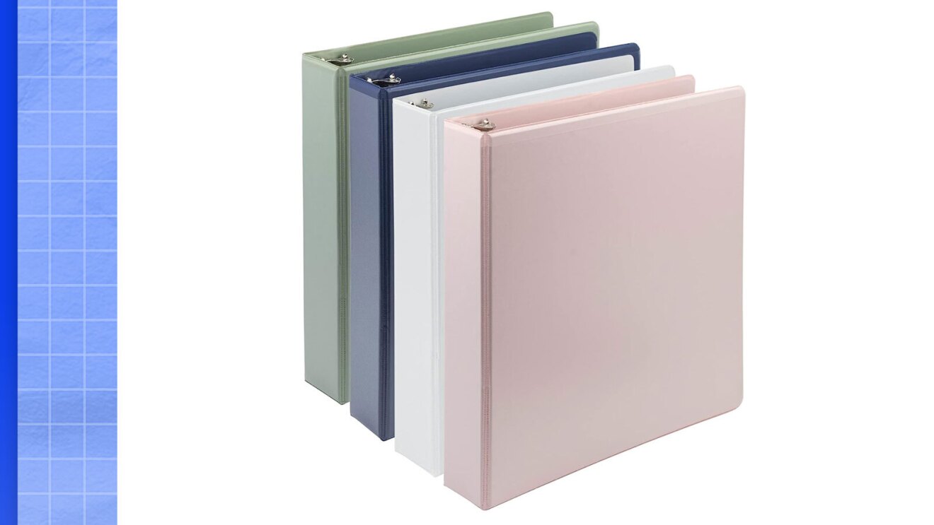 Image of four pastel-colored binders.