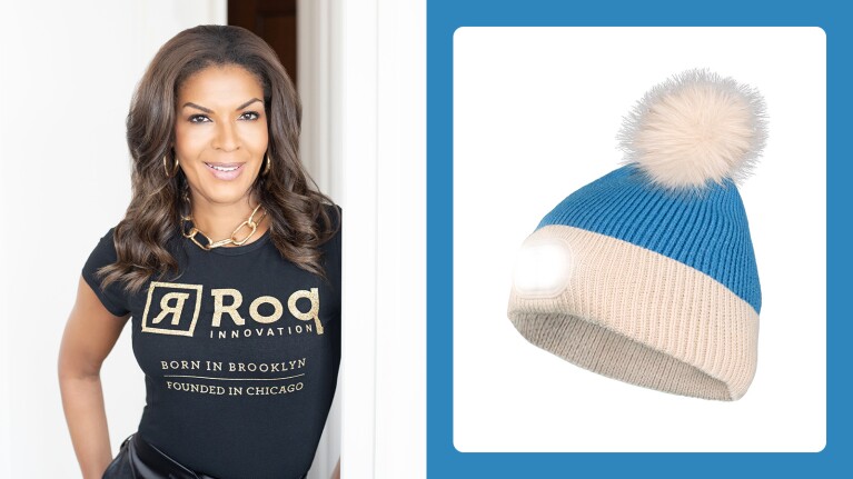 small businesses featured in Oprah’s Favorite Things 2024 holiday gift list: woman posing with the brand Roq and a hat on the right