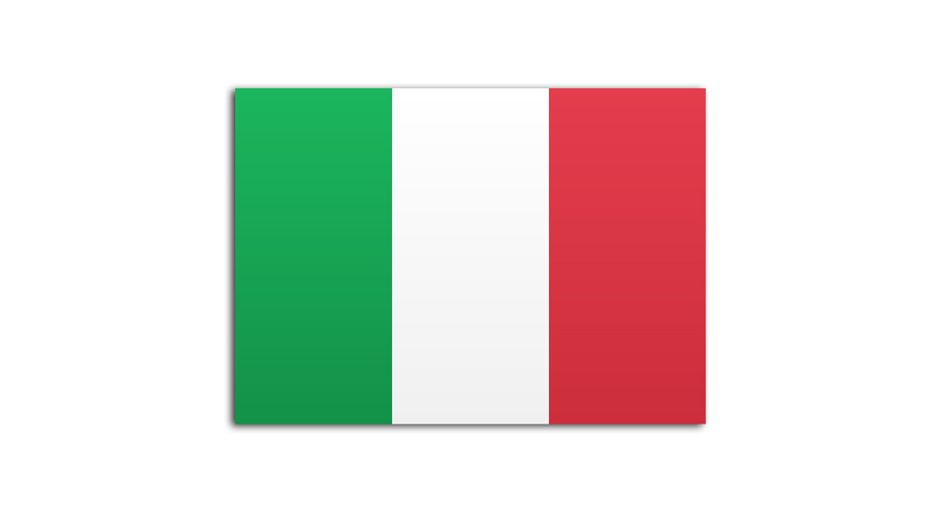 Flat flag of Italy on a white background