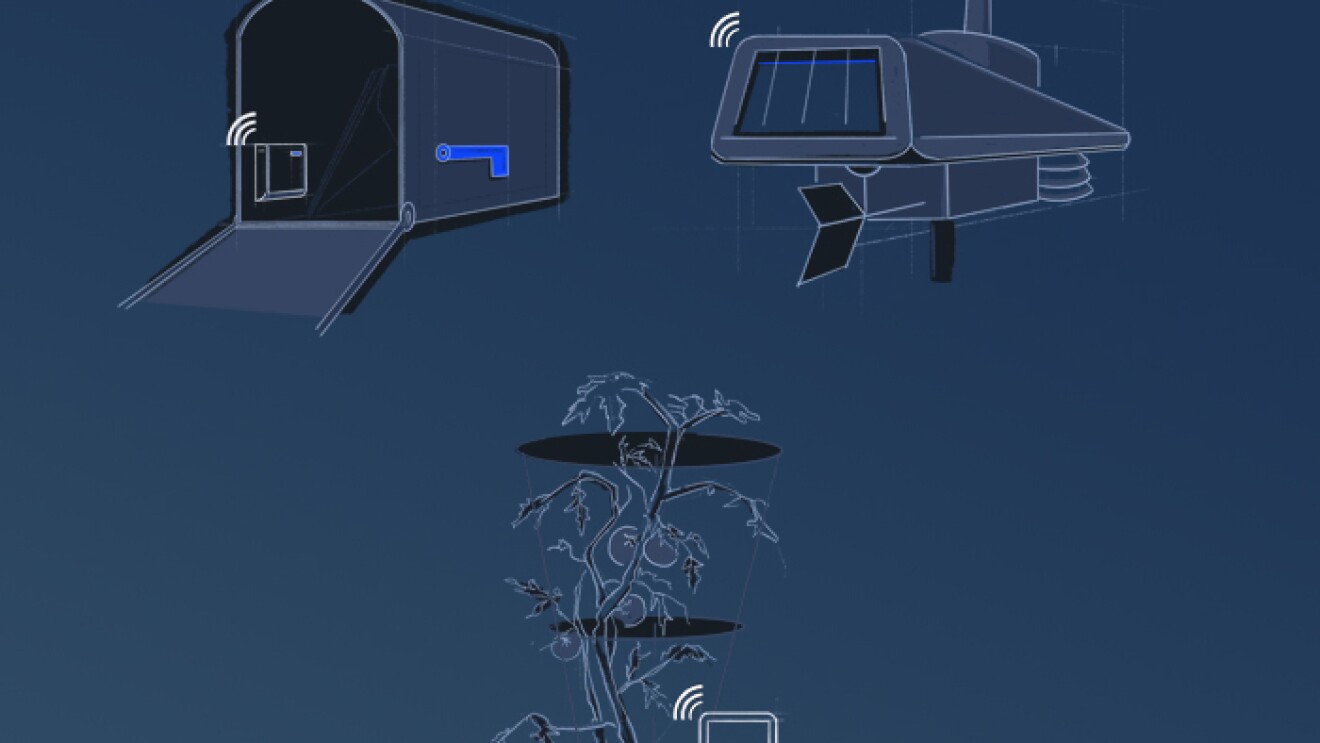 An illustration of different places a sensor could be used as part of Amazon Sidewalk.