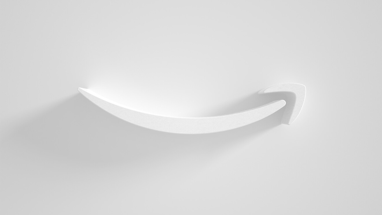 Amazon smile logo on a solid background