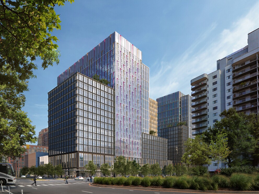 Rendering of new Amazon headquarter location in Arlington, Virginia.