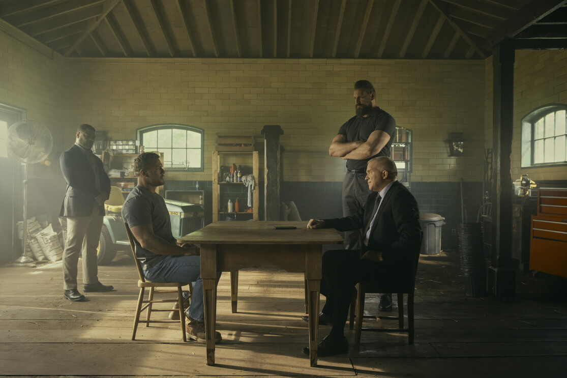 (L-R) Donald Sales, Alan Ritchson (Jack Reacher), Olivier Richters (Paulie), Anthony Michael Hall (Zachary Beck).