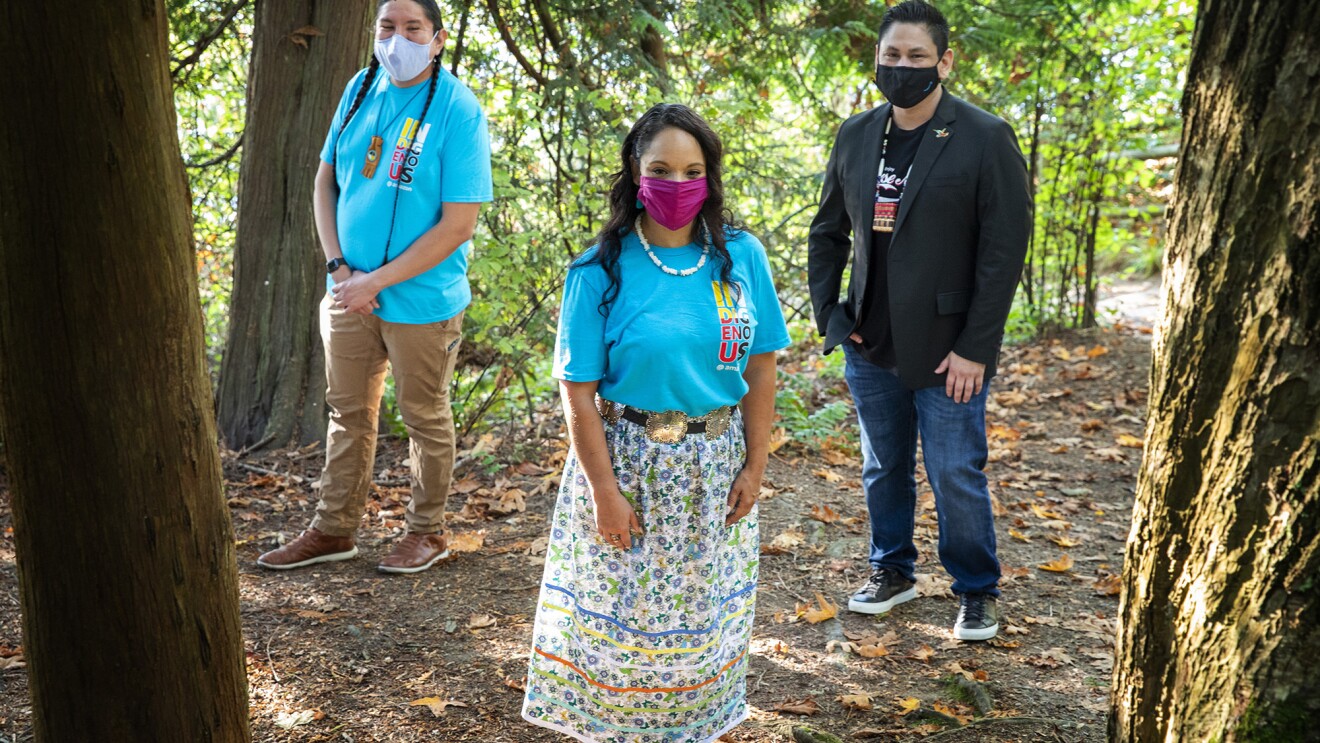 An image of three leaders of the Indigenous@ affinity group at Amazon.