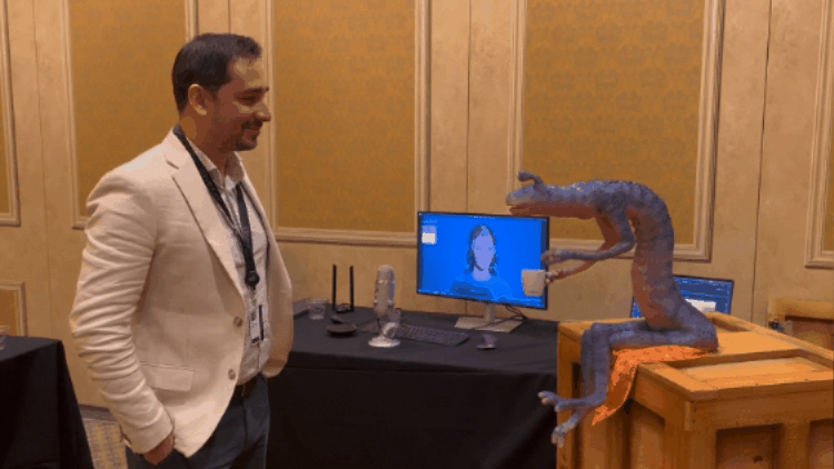 A motion image of an alien robot created using AWS’s AI tools