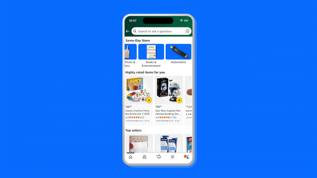 phone scrolling through amazon storefront