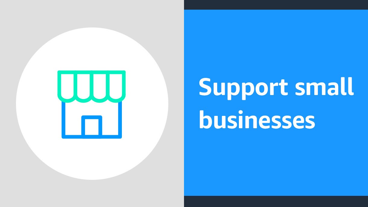 说明图像与文本的店面,上面写着“支持小型企业。”