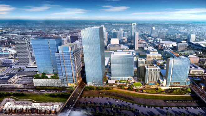 建筑呈现纳什维尔码开发建成的房子未来的卓越亚马逊运营中心。