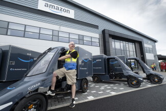 Driver entering an e-cargo bike