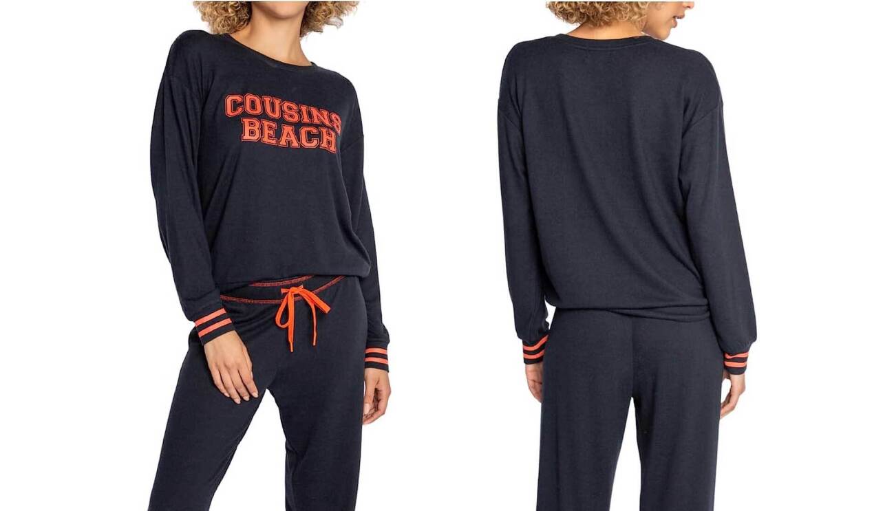 Image of dark blue Cousins Beach loungewear set.
