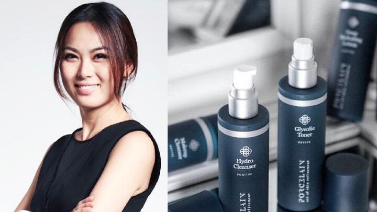 Collage of Porcelain brand owner and products from the brand