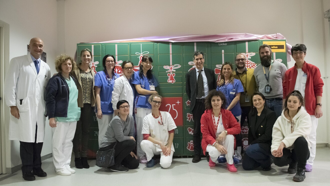 L'Amazon Locker che funge da Calendario dell'Avvento nell'Ospedale San Bortolo di Vicenza