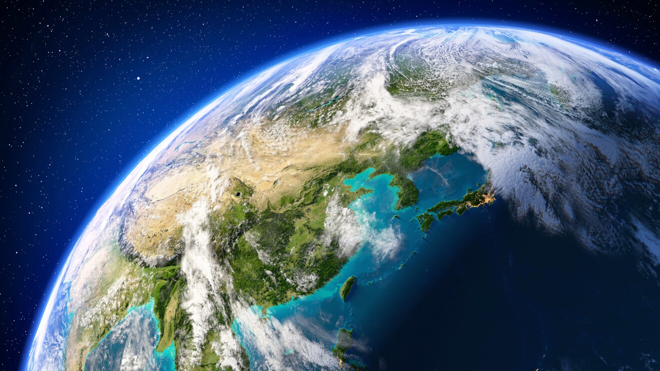 从太空拍摄的地球部分图像。