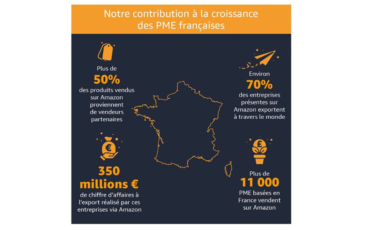 Map of France, showing Amazon's impact on the country