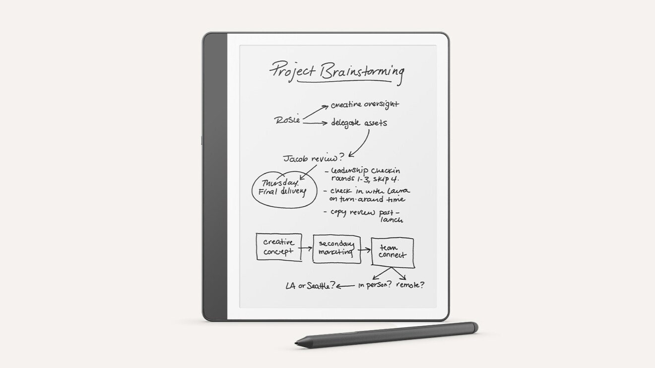 Amazon Kindle Scribe e-reader device and Premium Pen