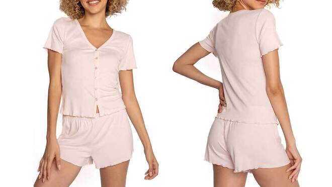 图像的亮粉红色家常便服pj集。