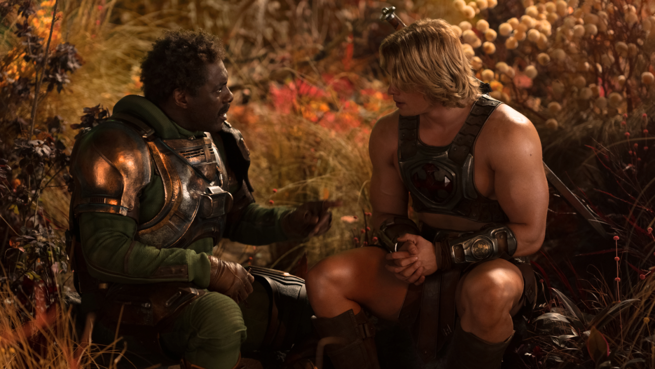 Nicholas Galitizine as He-Man and Idris Elba as Man-At-Arms in Masters of the Universe (2026)