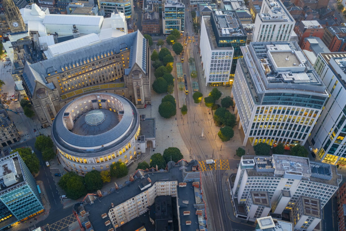 Birds-eye view of a city-scape