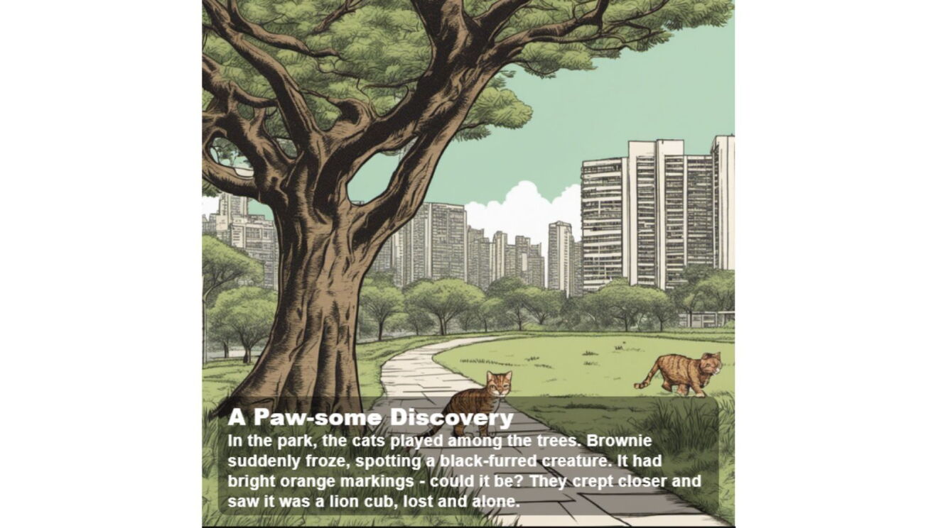 An AI-generated snippet from AWS-developed StoryGen, a storytelling prototype.