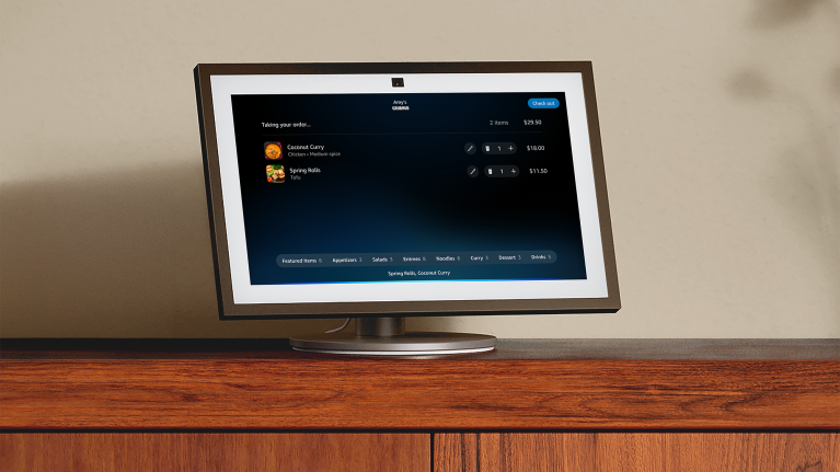 Food order placed with Alexa+ displayed on Echo Show