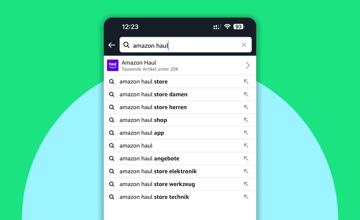 Amazon Haul Handyscreen mit Suchleiste