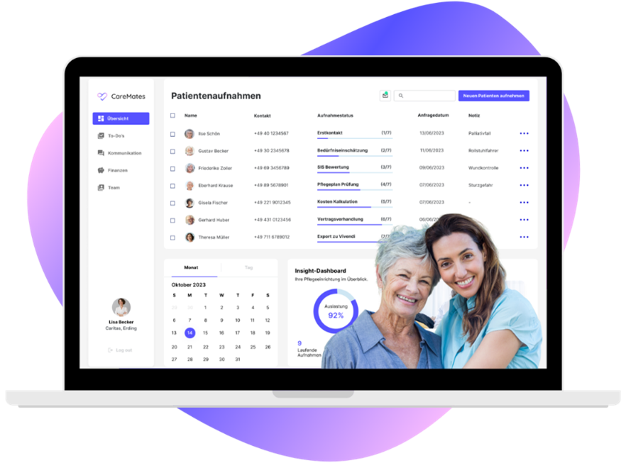 Bildschirmaufnahme von CareMates Tool