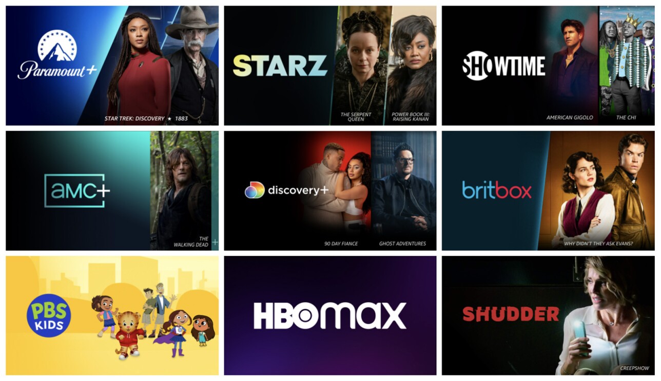 A compilation of logos of various streaming platforms.