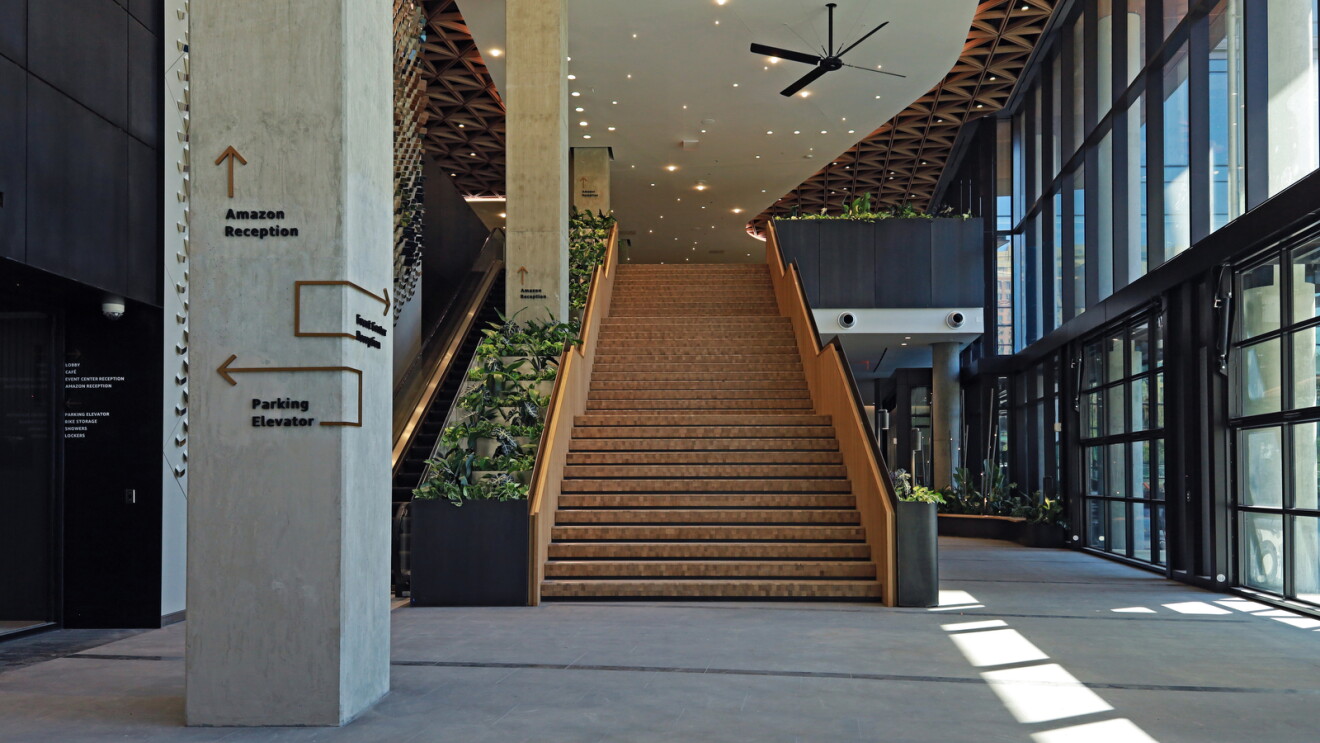 An image of an Amazon building in Arlington. 