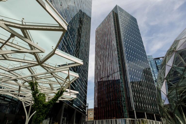 A view of Amazon re:INVENT building on Amazon's South Lake Union campus. 