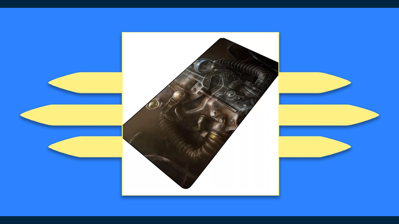 A Fallout mouse pad with power armour on it