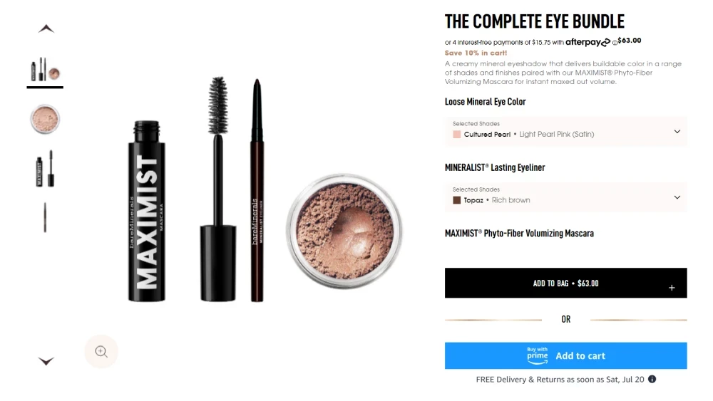 Buy with Prime on bareMinerals