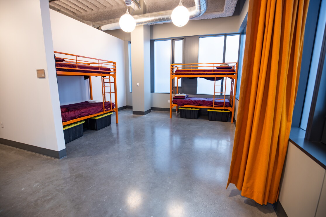 Interior view at the new Mary's Place shelter in The Regrade neighborhood of Seattle.