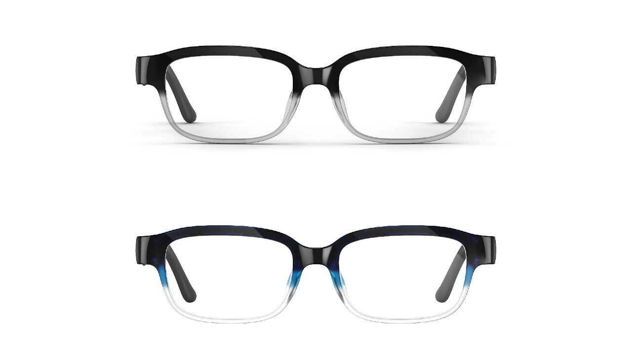  A pair of Echo Frames in quartz gray and pacific blue.