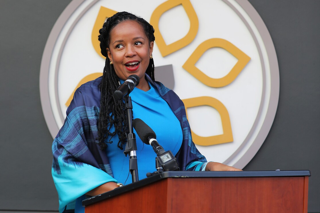Leaders speak at Mount Baker Village, site of new affordable housing being built with support from Amazon's Housing Equity Fund