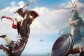 A still from a video game showing a soldier battling Trident. 