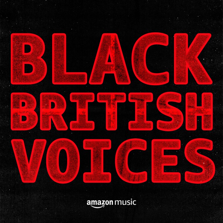 Black British Voices Playlist Cover with Amazon logo