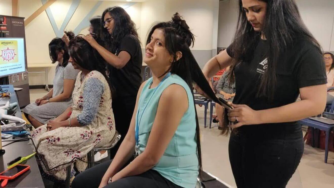 An Amazon mom getting a makeover