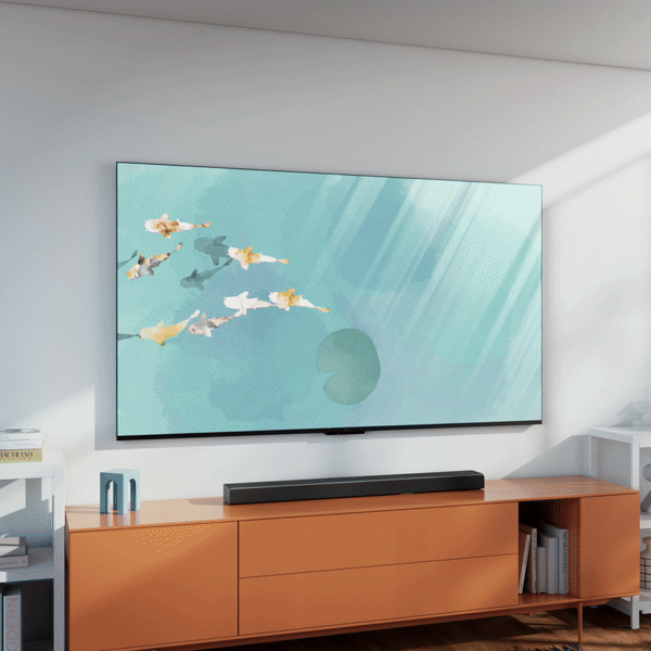 Fish swimming across the screen of a Fire TV.