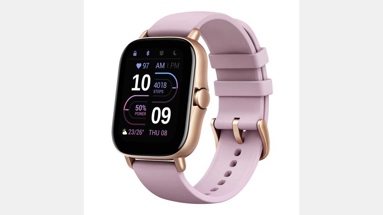 Image of Amazon smart watch in pink.