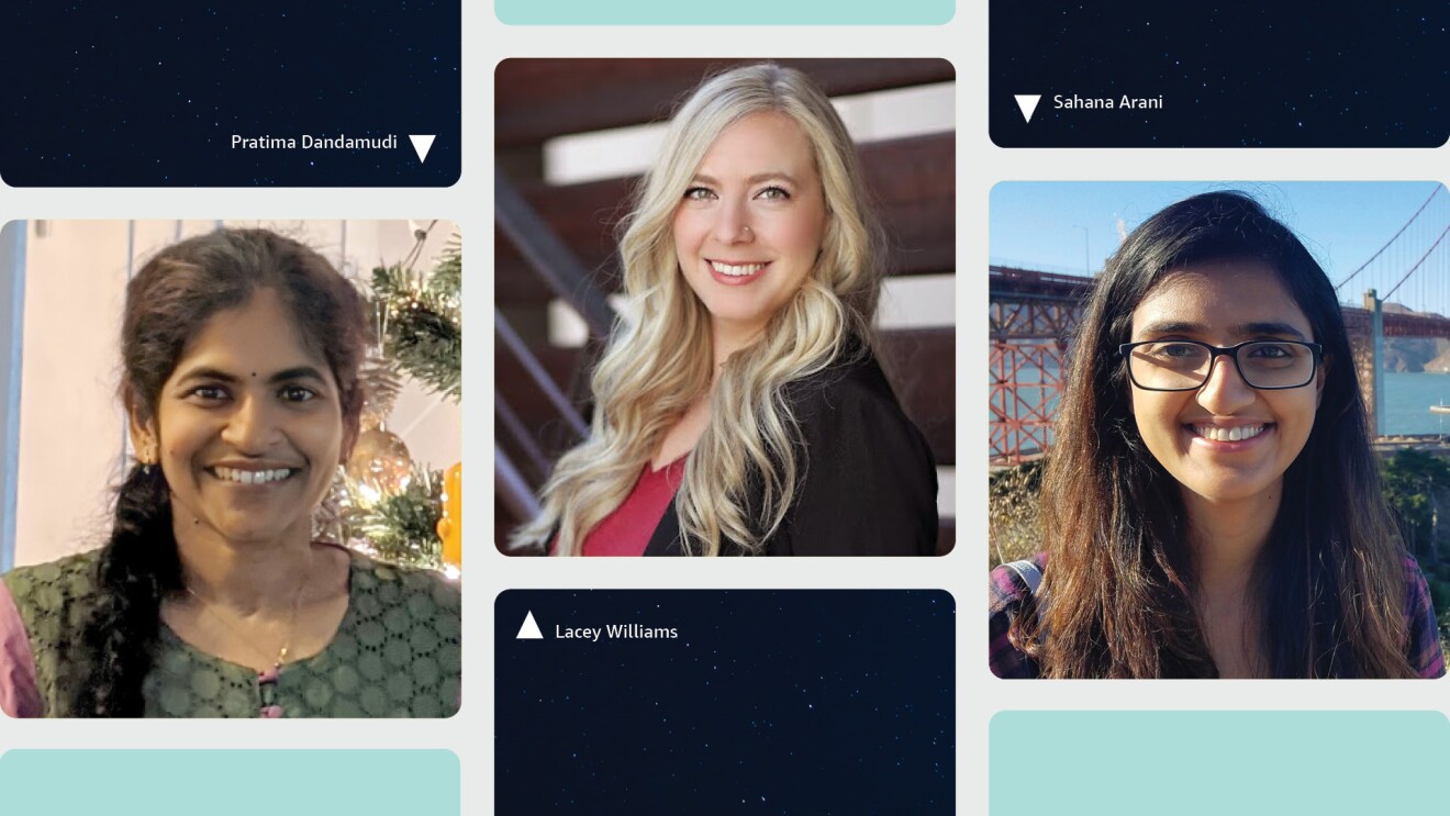 三张大头照的拼贴图,左边是普拉蒂玛·丹达穆迪,中间是莱西·威廉姆斯,右边是萨哈纳·阿拉尼。